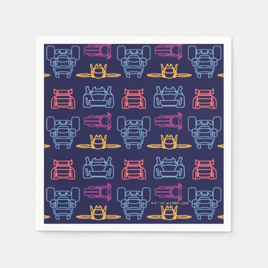 バットホイール™ネオン輪郭パターン スタンダードカクテルナプキン (正面)