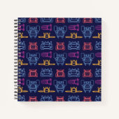 バットホイール™ネオン輪郭パターン ノートブック (正面)