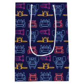 バットホイール™ネオン輪郭パターン ミディアムペーパーバッグ (裏面)