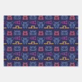 バットホイール™ネオン輪郭パターン ラッピングペーパーシート (正面2)