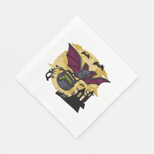 バットマウス。おもしろいこうもり羽のネズミ。ハロウィン. スタンダードランチョンナプキン (角)