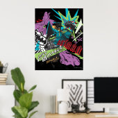 バットマンキャベド十字軍ネオンコラージュ ポスター (ホームオフィス)