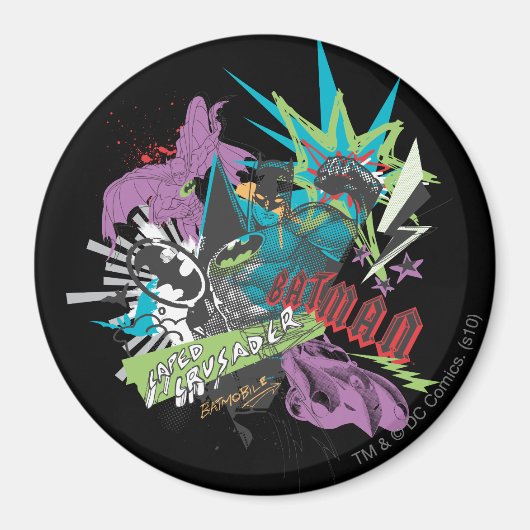 バットマンキャベド十字軍ネオンコラージュ マグネット (正面)