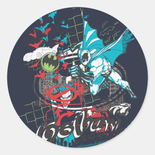 バットマンゴッサムガーディアンラインアートコラージュ ラウンドシール (正面)