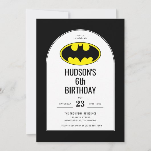 バットマンシールド子供の誕生日 招待状 (正面)