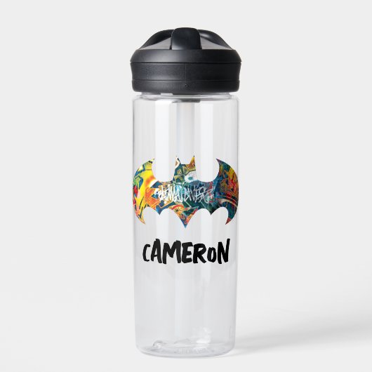バットマンロゴネオン80のグラフィティ ウォーターボトル (正面)