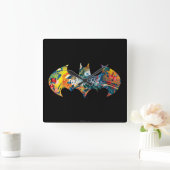 バットマンロゴネオン/80sグラフィティ スクエア壁時計 (ホーム)