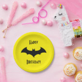 バットマン記号 |こうもりシンプルシルエットロゴ ペーパープレート (パーティー)