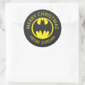 バットマン記号 |こうもり円のロゴ |メリークリスマス ラウンドシール (バッグ)