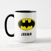 バットマン記号 |こうもり楕円ロゴ |名前の追加 マグカップ (左)