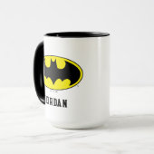 バットマン記号 |こうもり楕円ロゴ |名前の追加 マグカップ (正面左)