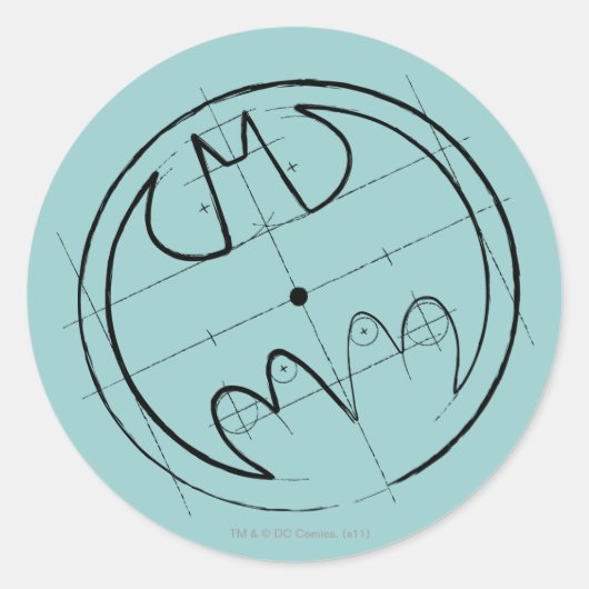 バットマン記号 |テクニカルスケッチロゴ ラウンドシール (正面)