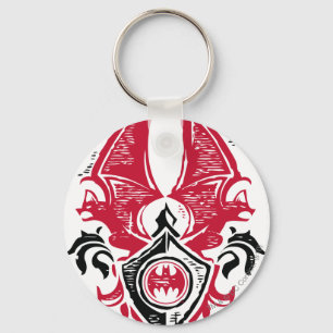 バットマン記号  ブラックこうもりスタンプの紋章 キーホルダー