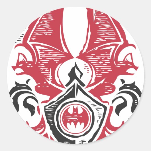 バットマン記号 |ブラックこうもりスタンプの紋章 ラウンドシール (正面)