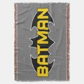 バットマン記号 |名前イエロー&ブラックロゴ スローブランケット (正面縦)