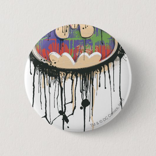 バットマン記号 |緑の紫の赤のロゴ 缶バッジ (正面)