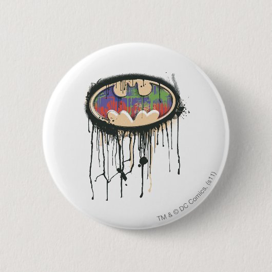 バットマン記号 |緑の紫の赤のロゴ 缶バッジ (正面)