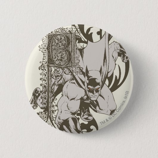 バットマン飾とレターB 缶バッジ (正面)