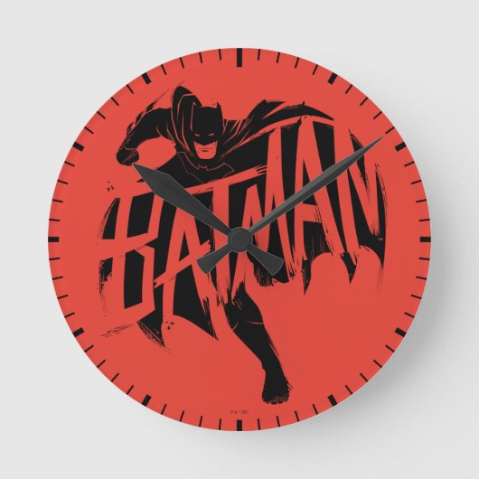 バットマン インク ブラシ 名前 ラウンド壁時計 (正面)