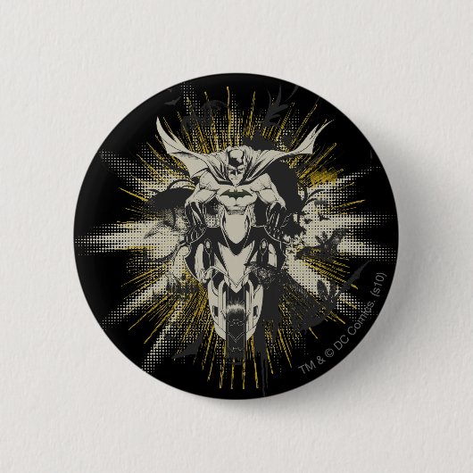 バットマン・オン・バイク 缶バッジ (正面)