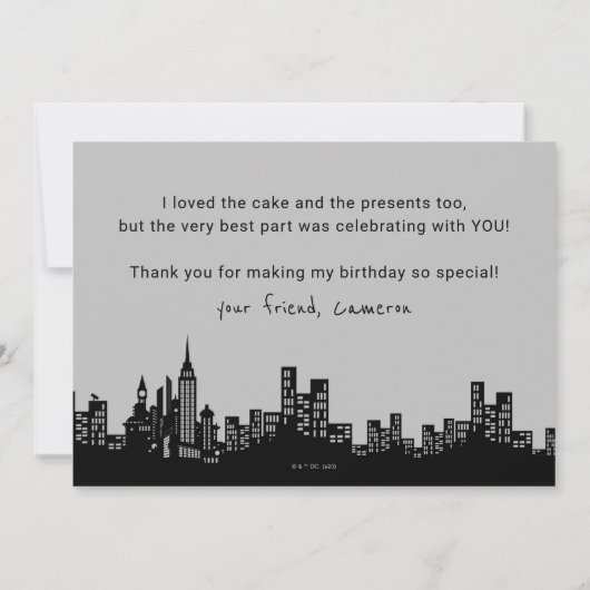 バットマン ゴッサムシティ | 誕生日ありがとう サンキューカード (裏面)