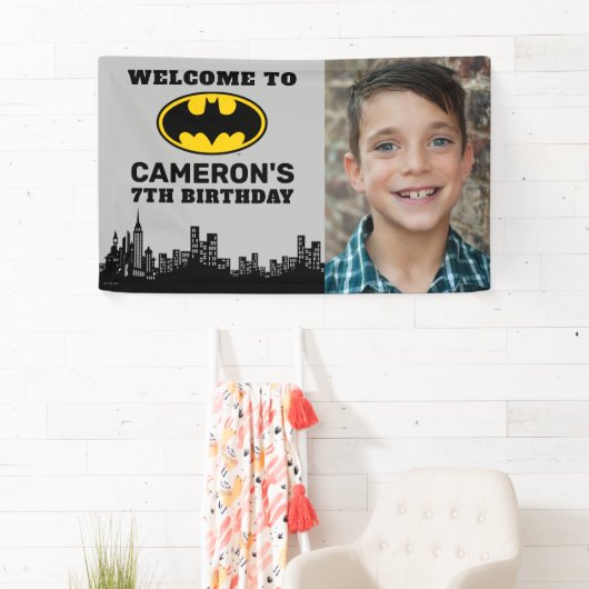 バットマン – ゴッサムシティ |誕生日の名前と写真の追加 横断幕 (インサイチュ)