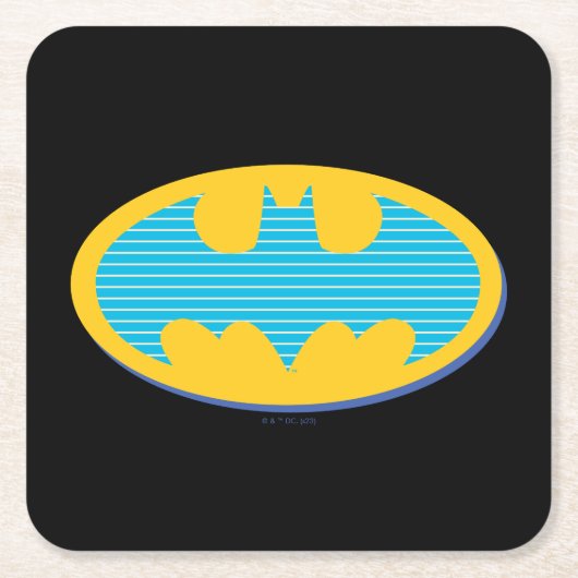 バットマン |シアンのストライプ記号 スクエアペーパーコースター (正面)