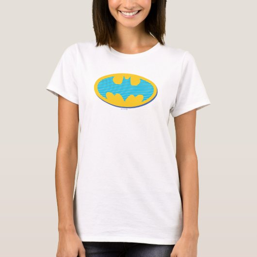 バットマン |シアンのストライプ記号 Tシャツ (正面)