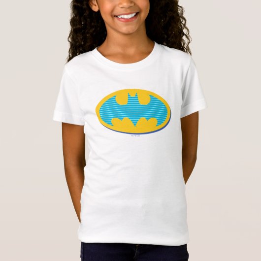 バットマン |シアンのストライプ記号 Tシャツ (正面)
