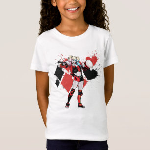 バットマン ハーレークインハート&ダイヤモンド(ばちゃばちゃ)跳ねる Tシャツ