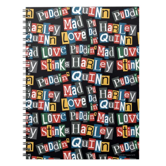 バットマン |ハーレークインランサムノートスタイルパターン ノートブック (正面)