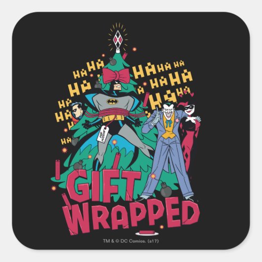 バットマン |バットマン&ロビンギフト包まれたからクリスマスツリー スクエアシール (正面)