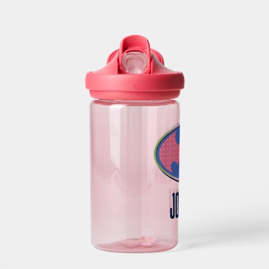 バットマン |ピンクの水玉模様ロゴ ウォーターボトル (正面)