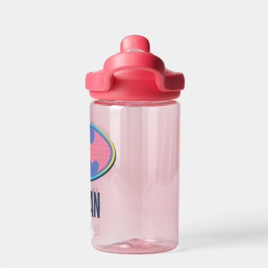 バットマン |ピンクの水玉模様ロゴ ウォーターボトル (背面)