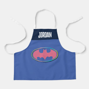 バットマン  ピンクの水玉模様ロゴ エプロン
