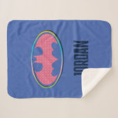 バットマン |ピンクの水玉模様ロゴ シェルパブランケット (正面(横))