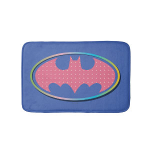 バットマン  ピンクの水玉模様ロゴ バスマット