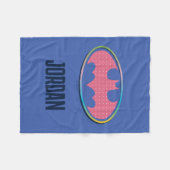 バットマン |ピンクの水玉模様ロゴ フリースブランケット (正面(横))