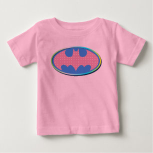 バットマン  ピンクの水玉模様ロゴ ベビーTシャツ