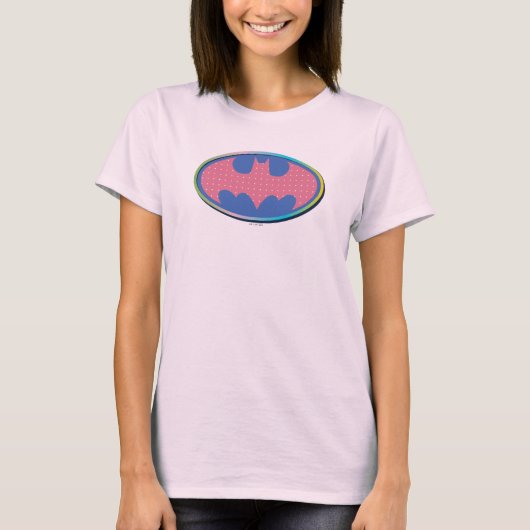 バットマン |ピンクの水玉模様ロゴ Tシャツ (正面)