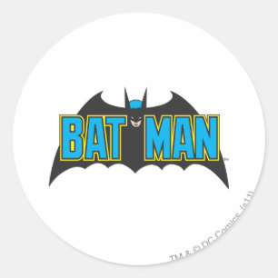 バットマン ヴィンテージブルーブラックロゴ ラウンドシール
