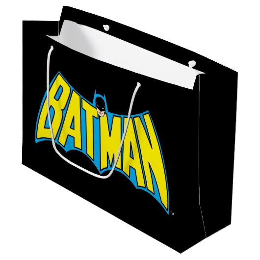 バットマン |ヴィンテージ黄色の青 ラージペーパーバッグ (正面アングル)