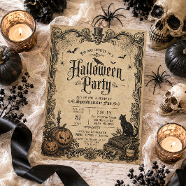 バット クモ カボチャ 黒猫 ビンテージ ハロウィン 招待状