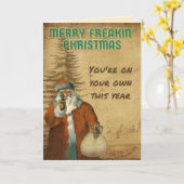 バット·サンタ·フメリーリーキンのクリスマス カード (黄色い花)