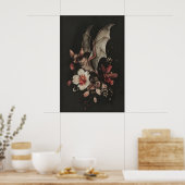 バット フローラル ウォール アート プリント ダーク ゴシック コテージコア (キッチン)