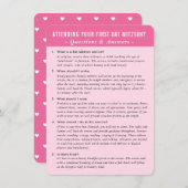 バット・ミッツヴァの式典に関する質問と回答のアドバイス、ピンク 招待状 (正面/裏面)