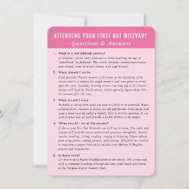 バット・ミッツヴァの式典に関する質問と回答のアドバイス、ピンク 招待状