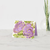 バット・ミッツヴァー 抽象的なバラ 紫 サンキューカード (正面)