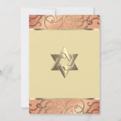 バット・ミッツヴァ　エレガントなピンクとゴールドの飾り枠 招待状 (裏面)