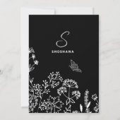 バット・ミッツヴァ スタイリッシュ スクリプト フローラル スケッチ 招待状 (裏面)